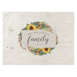 Country Sunblumen Rustic Wood Familienname Tischdecke