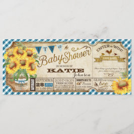 Country Sunblumen und Gingham Karo Baby Shower Einladung