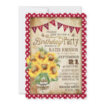 Country Sunblumen und Gingham Karo Geburtstag