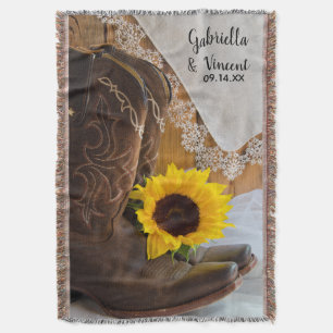 Country Sunflower and Lace Western Hochzeit Decke