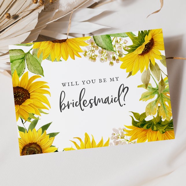 Country Sunflower Bridesmaid Vorschlagskarte Einladung (Von Creator hochgeladen)