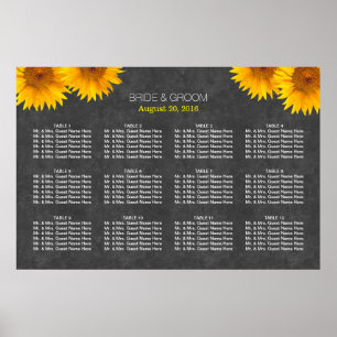 Country Sunflower Chalkboard Hochzeitskarte Poster