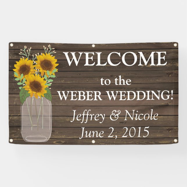 Country Sunflower Custom Wedding Banner (Horizontal)