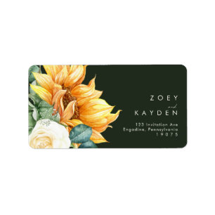 Country Sunflower Dunkle grüne Hochzeit RSVP-Adres Adressaufkleber
