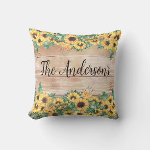 Country Sunflower Familienname Throw Kissen
