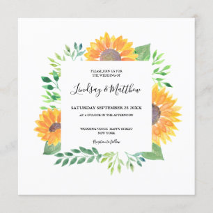Country Sunflower Foliage Hochzeit Einladung