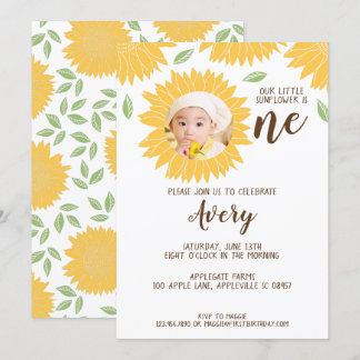 Country Sunflower Foto 1. Geburtstag Party Einladung