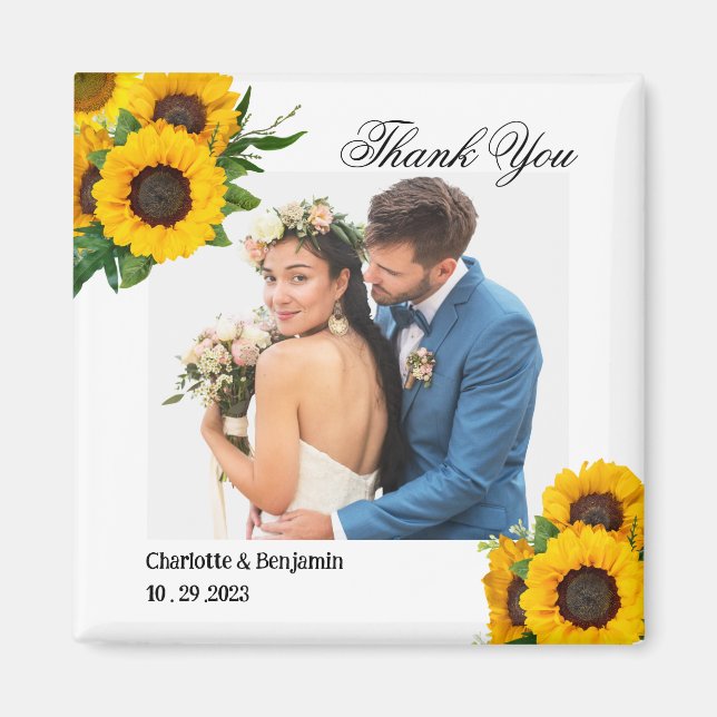 Country Sunflower Foto Gastgeschenk Hochzeit Gesch Magnet (Vorne)