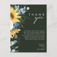 Country Sunflower Green Empfang Danke Karte