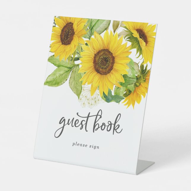 Country Sunflower Guest Book Sign Sockelschild (Vorderseite)
