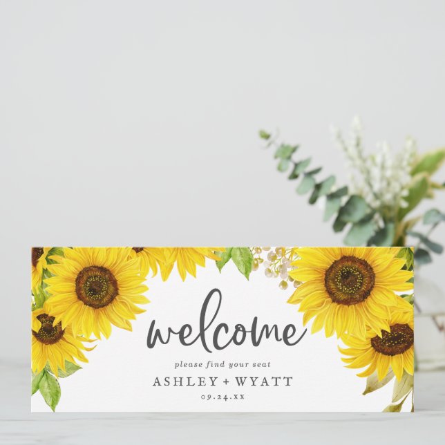 Country Sunflower Hanging Seating Chart Header (Stehend Vorderseite)