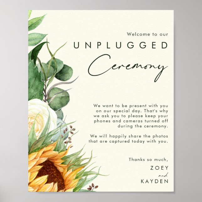 Country Sunflower Light Yellow Unplugony Zeremony Poster (Vorne)