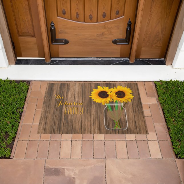 Country Sunflower Mason Jar Fußmatte (Außenbereich)