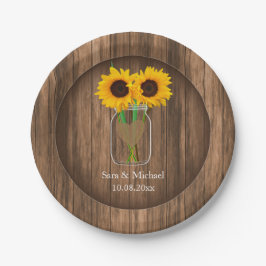Country Sunflower Mason Jar Pappteller