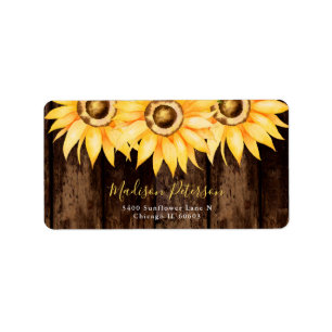 Country Sunflower Rücksendeadresse Geburtstag Adressaufkleber
