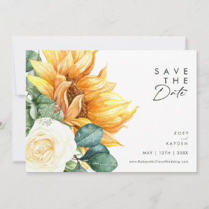 Country Sunflower Script mit horizontalem Foto Save The Date
