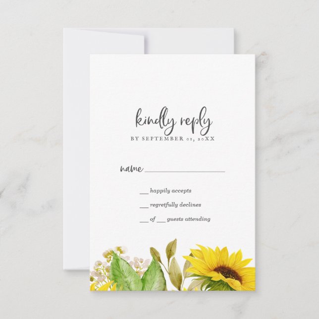 Country Sunflower Simple RSVP Card (Vorderseite)