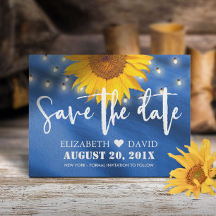 Country Sunflower & String Lights Save the Date Ankündigungspostkarte