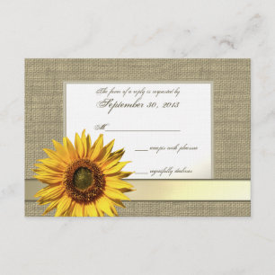 Country Sunflower und Burlap Look Response RSVP Karte