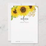 Country Sunflower Wedding Advice Card Hinweiskarte<br><div class="desc">Diese Sonnenstrahlen-Trauungskarte ist ideal für eine rustikale Hochzeit und kann für jede Veranstaltung verwendet werden. Das klassisch-moderne Design besticht durch hübsche, hellgelbe Aquarellfarben-Wildblumen mit einem Vintagen Sommer- oder Herbstthema im Freien. Diese Ratschläge können als Gästebuchalternative für Hochzeitsempfang, Brautparty, Babydusche oder Abschlussfeier verwendet werden. Personalisieren Sie die Karte mit den Namen...</div>