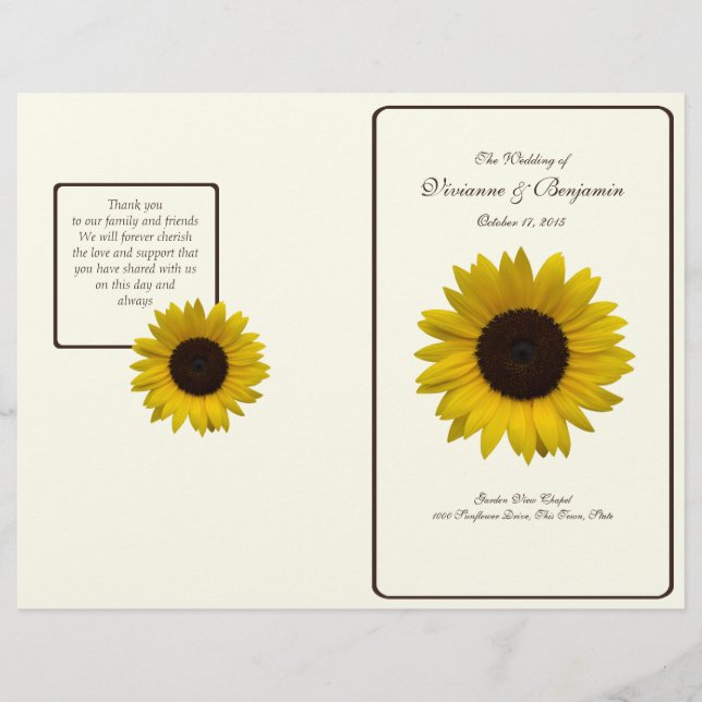 Country Sunflower Wedding Program (Vorderseite)