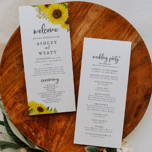 Country Sunflower Wedding Program Programm