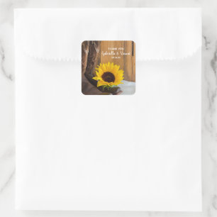 Country Sunflower Wedding Vielen Dank für Ihre Unt Quadratischer Aufkleber