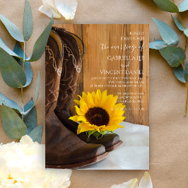 Country Sunflower Western Barn Wedding Einladung