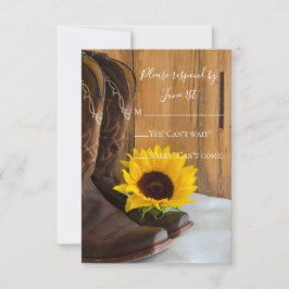 Country Sunflower Western Barn Wedding RSVP Karte