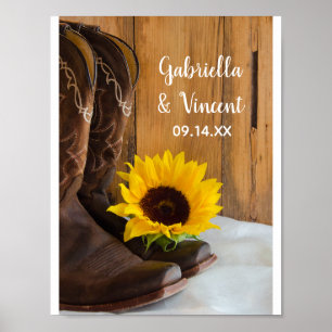Country Sunflower Western Hochzeit Poster