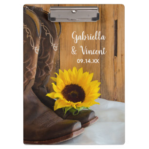 Country Sunflower Western Hochzeitsplanung Klemmbrett
