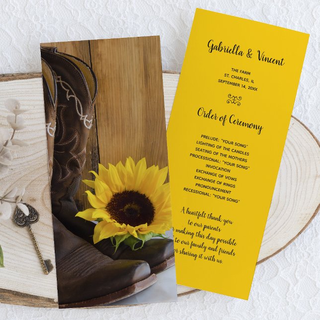 Country Sunflower Western Hochzeitsprogramm Programm (Von Creator hochgeladen)