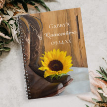 Country Sunflower Western Quinceñera Gästebuch