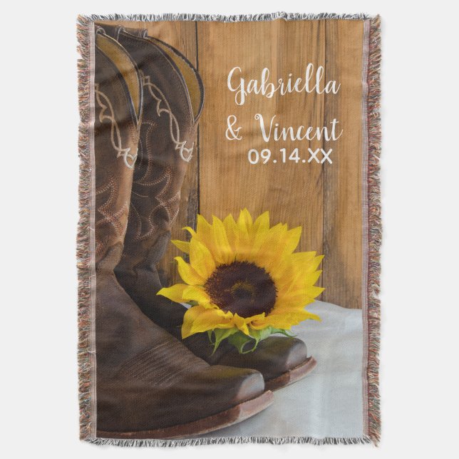 Country Sunflower Western Wedding Keepake Decke