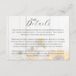 Country Sunflower White Barn Wood Wedding Details Begleitkarte