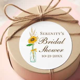 Country Sunflower Yellow Floral Brautparty Runder Aufkleber