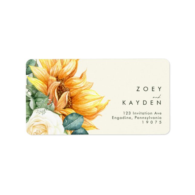 Country Sunflower | Yellow weded RSVP address Adressaufkleber (Vorne)