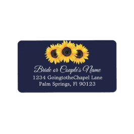 Country Sunflowers Blue Wedding RSVP Adressetikett