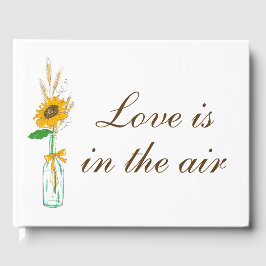 Country Sunflowers Boho Yellow Floral Wedding Gästebuch