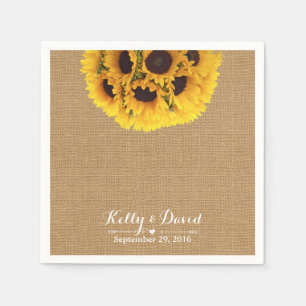 Country Sunflowers Burlap Hochzeit Serviette