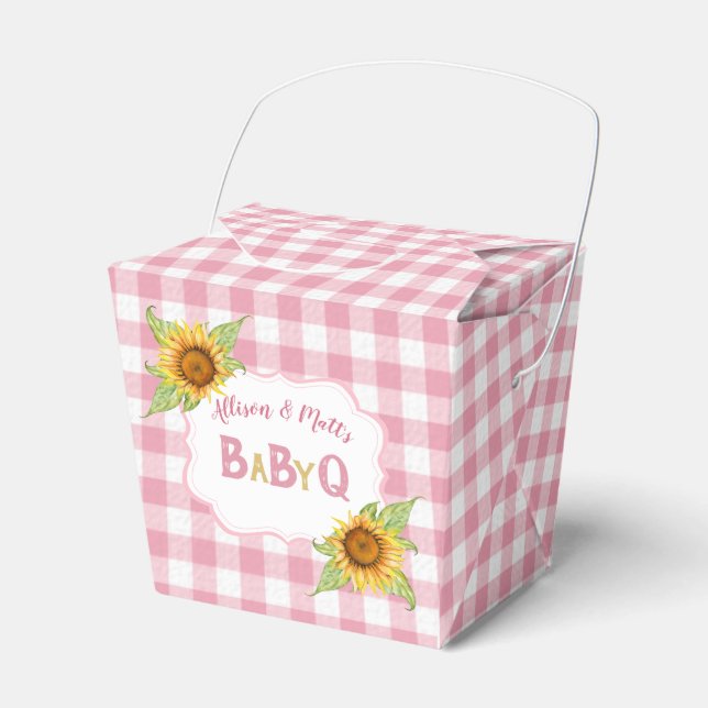 Country Sunflowers Pink Gingham Karo BabyQ GRILLEN Geschenkschachtel (Vorderseite)