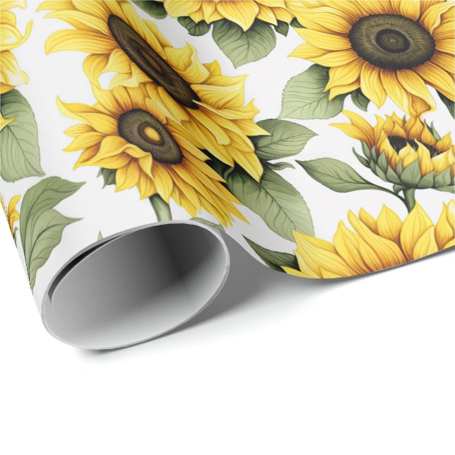 Country Sunshine Yellow Sunflowers Geschenkpapier (Rolleneckpunkt)
