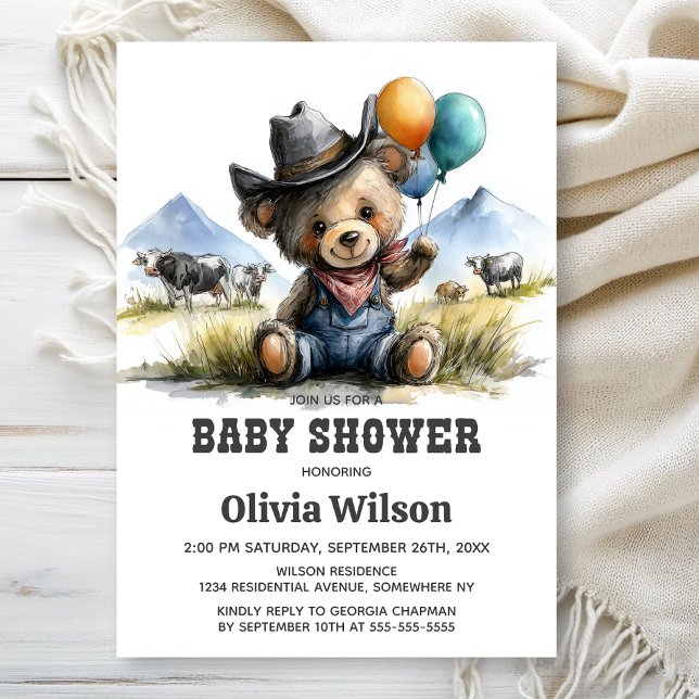Country Teddy Bear Baby Shower Invitation Einladung (Von Creator hochgeladen)