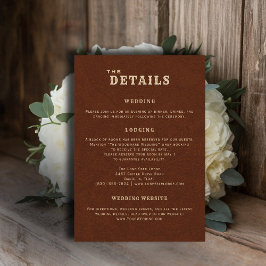 Country Terracotta Wedding Details Enclosure Card Begleitkarte