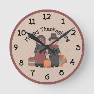 Country Thanksgiving Wall Clock Runde Wanduhr