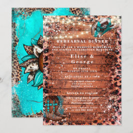 Country Türkise Cowboy Boots Probe Dinner Einladung