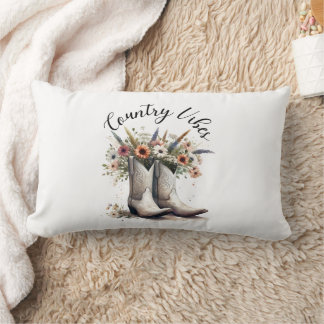 Country Vibes Western Stiefel und Blume Aquarell Lendenkissen