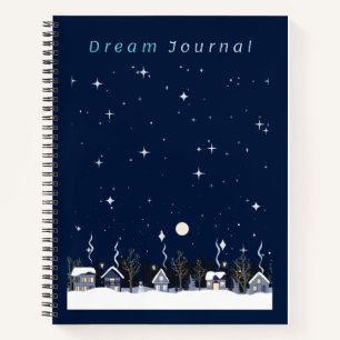 Country Village Nighttime Winter Sky Dream Journal Notizbuch