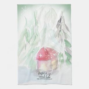 Country Village Weißes Weihnachten Geschirrtuch