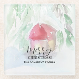 Country Village Weißes Weihnachten Glasuntersetzer